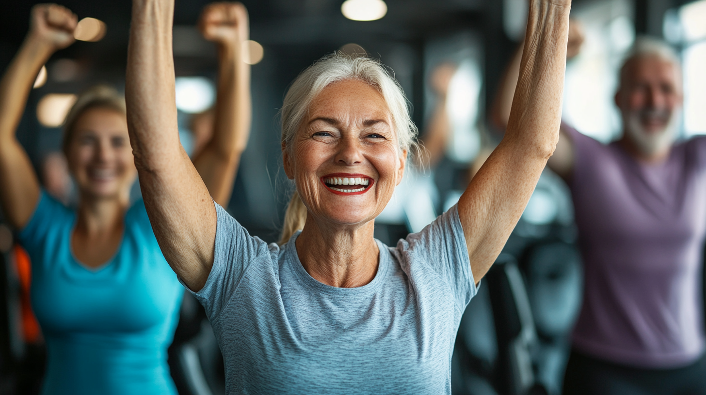 Активні люди старшого віку займаються фітнесом